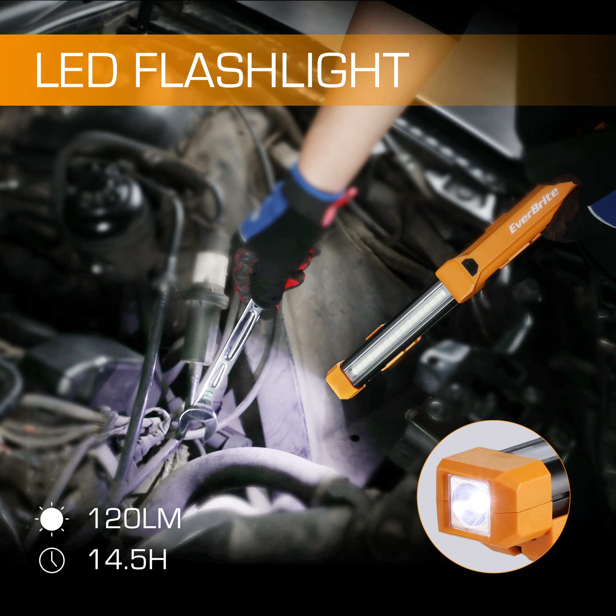 EverBrite 1000LM Work Light, Rechargeable Magnetic Flashlight